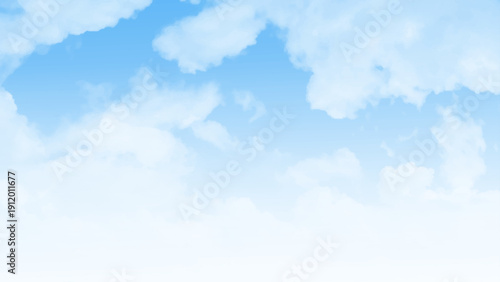 Shite fluffy clouds in the blue sky. Stunning view of a blue sky with some fluffy clouds during a sunny day. Natural background, sky replacement, copy space.	