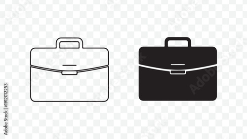 Vector briefcases in black and white isolated on transparent background