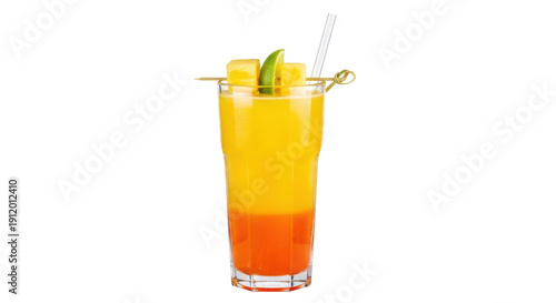Photography Colorful Tequila Sunrise cocktail PNG isolated on transparent background, refres