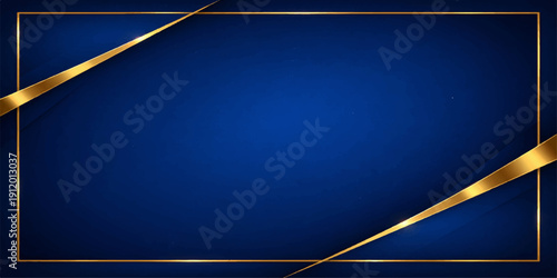 Blue background with gold frame and ribbon featuring a light motion pattern and technology design vector illustration for a night highway wallpaper