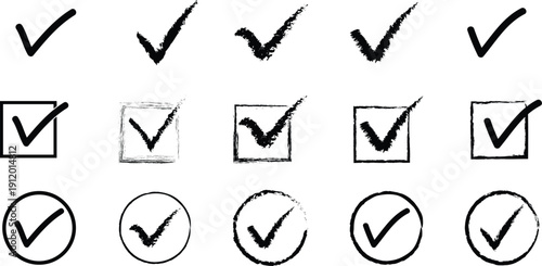 Checkmarks and checked boxes in various formats