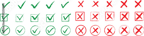 Checkmarks and crosses symbols