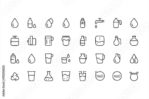 Clean water icon pack for environmental and sanitation projects