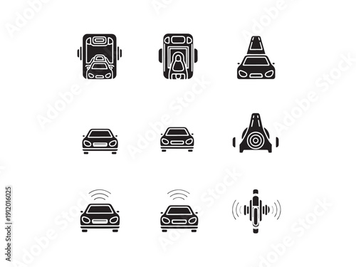 A comprehensive vector set of travel icons featuring transport symbols like a car, bus, airplane, and ship for business and traffic sign illustration