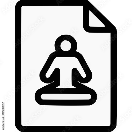 Meditating person icon in flat style with minimalist design