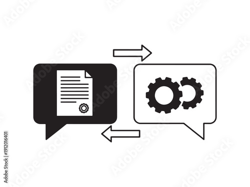 Vector illustration of a vintage gear icon isolated on white, blending retro cassette tape technology with modern digital audio equipment and stereo sound player elements for a sleek portable design