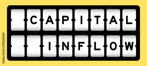 Black color in word captail inflow on slot banner with yellow color background