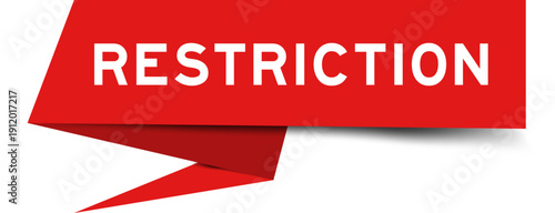 Red color speech banner with word restriction on white background