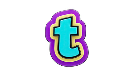 3D Rendered Lowercase 't' with Colorful Layers