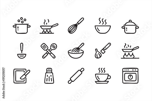 Chef tools outline symbols for restaurant design