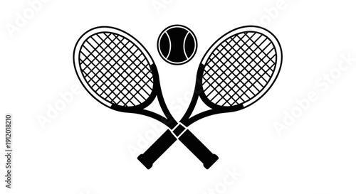 Two Crossed Tennis Rackets and a Ball