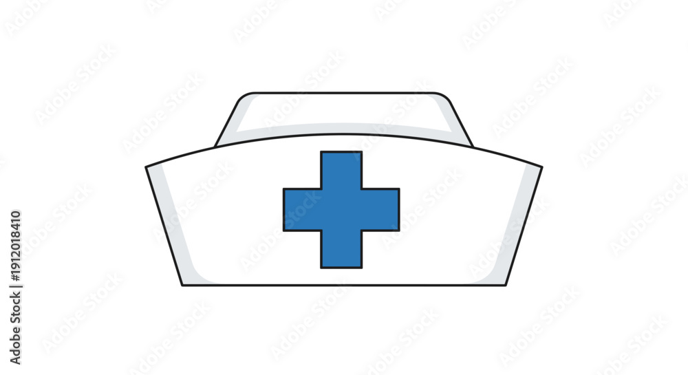 Fototapeta premium Medical Nurse Cap with Blue Cross Icon
