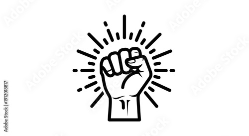 Fist Upward with Energy Lines for Empowerment