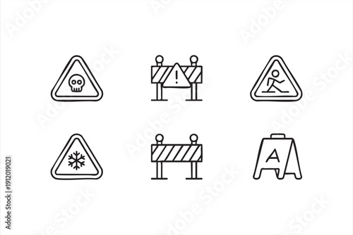 Traffic and construction vector pictogram set