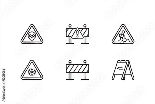 Attention and prevention line icon bundle for design systems