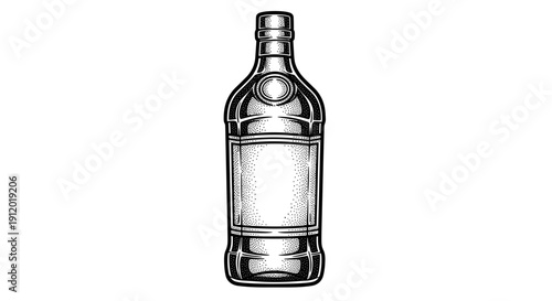 Simple Line Drawing of a Glass Liquor Bottle