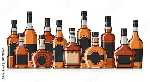 Collection of Different Liquor and Wine Bottles