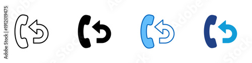 Call Return Multiple Style Icon Design Vector - Phone handset with return arrow representing callback action, call response, and communication follow up