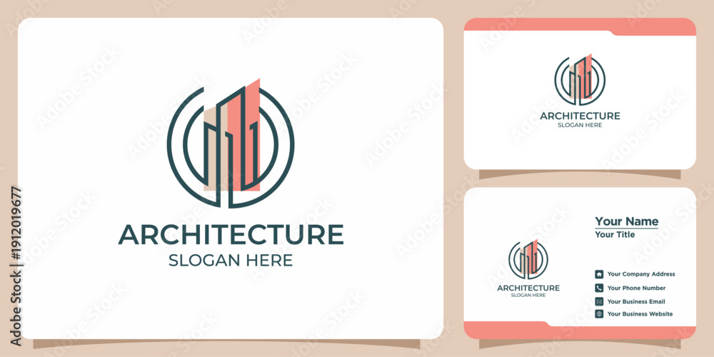 Naklejka premium Sleek architectural design concept featuring abstract urban structures, offering a modern and professional brand identity for real estate and construction ventures