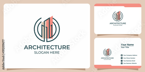 Sleek architectural design concept featuring abstract urban structures, offering a modern and professional brand identity for real estate and construction ventures