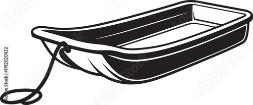 Hunting Drag Sled Black and White Line Art Illustration