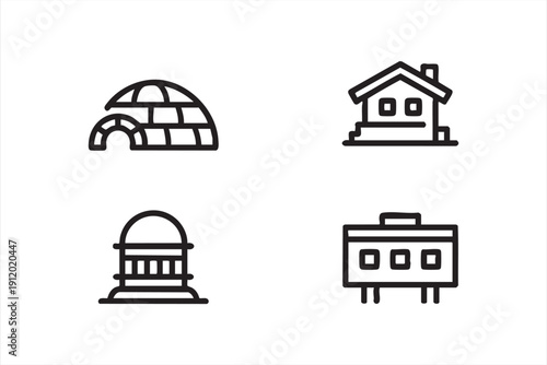 Traditional and Mobile Home Outline Graphics for Infographics