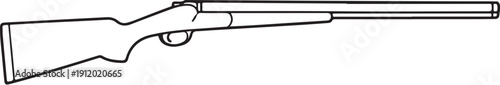 Bolt Action Rifle Side View Black and White Line Art Illustration