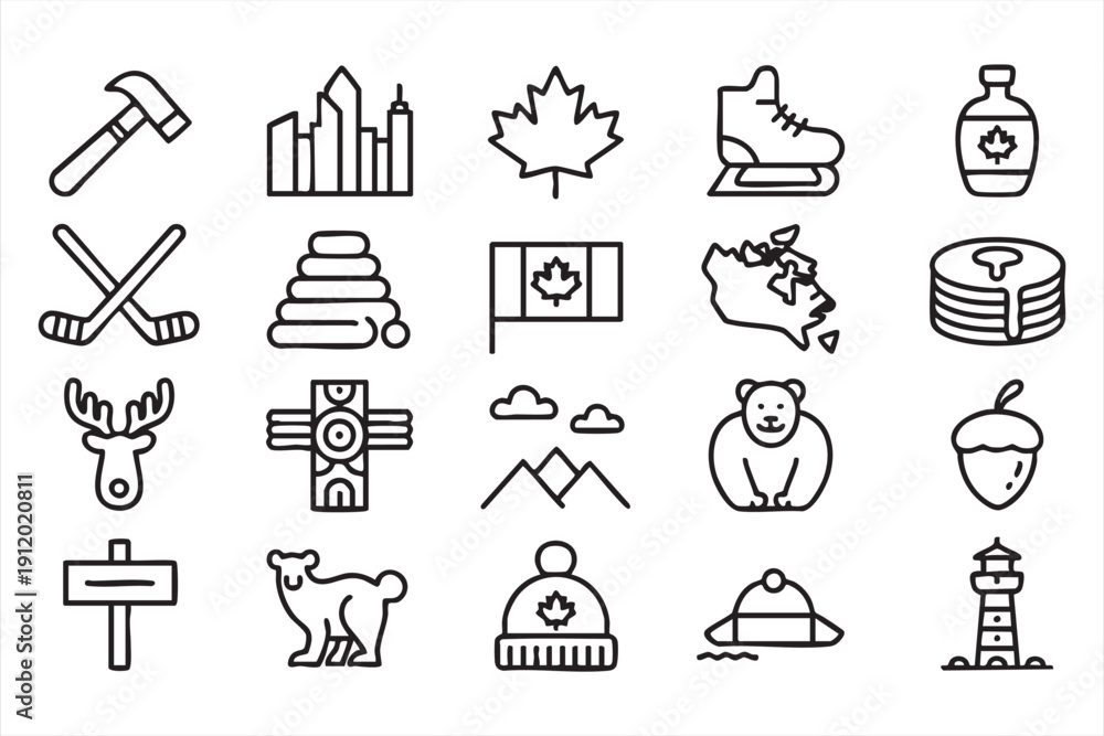 Fototapeta premium Maple Leaf Country Symbol Set for Tourism Design