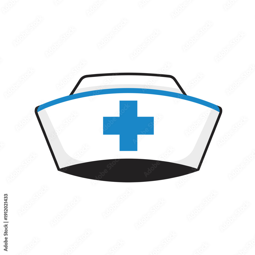 Fototapeta premium Medical Nurse Hat with Blue Cross Symbol