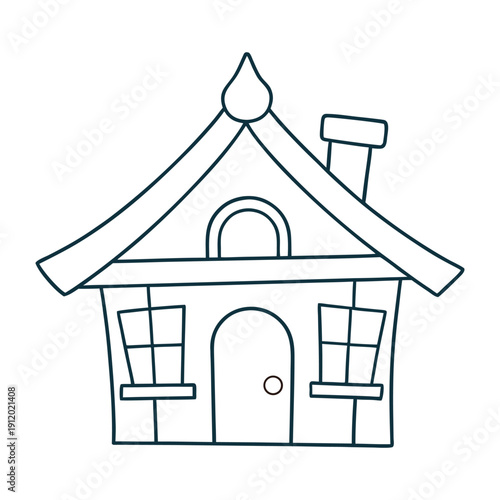 Adorable cartoon house shown in a cutaway view, revealing cozy rooms, tiny furniture, and bright decor. Playful design with soft colors, cute windows, and welcoming storybook feel.
