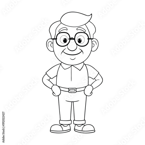 A joyful grandfather with a warm smile, twinkling eyes, and open arms, radiating love, laughter, and the comforting wisdom of a life well-lived.
