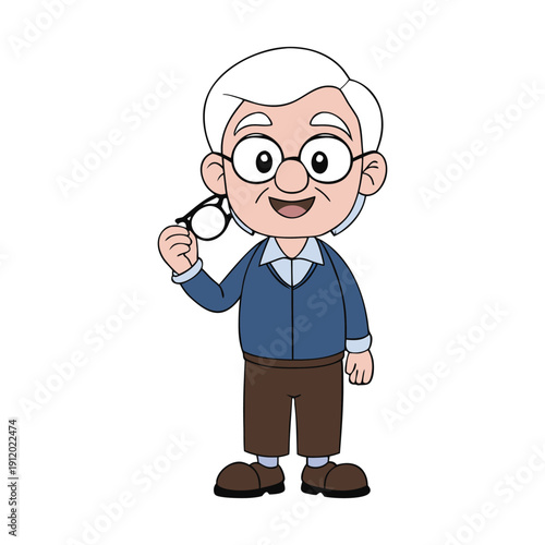 A joyful grandfather with a warm smile, twinkling eyes, and open arms, radiating love, laughter, and the comforting wisdom of a life well-lived.
