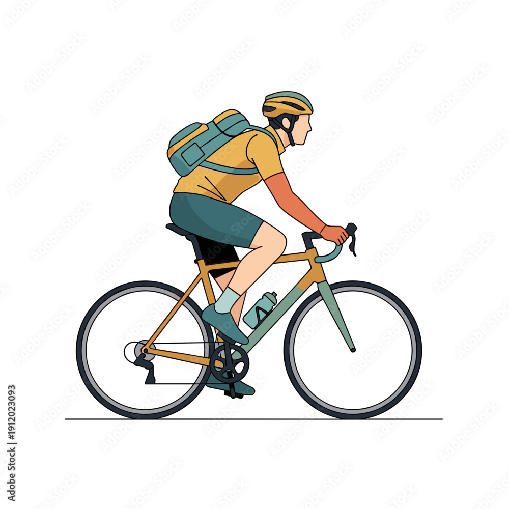 Naklejka premium Male Cyclist Riding a Professional Road Bike