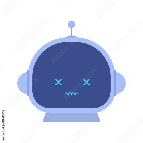 エラーで停止したロボットのアイコン - AIやデジタル製品の故障・バグやクラッシュ等のトラブルの素材