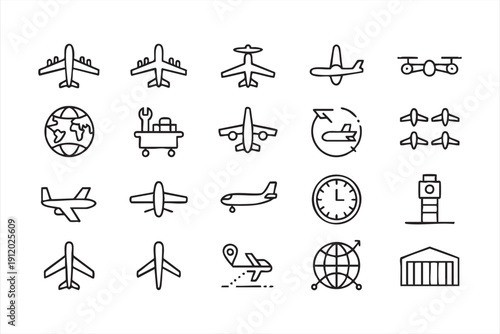 Aviation symbol pack with luggage tower and routes