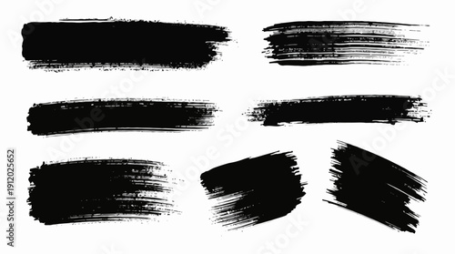 Paint splash splatter ink brush blobs set. Brush paint stroke set, Dry brush texture. Grunge paint lines, rough drawn elements. Dirty liquid spots, rough dust, grain pattern 
