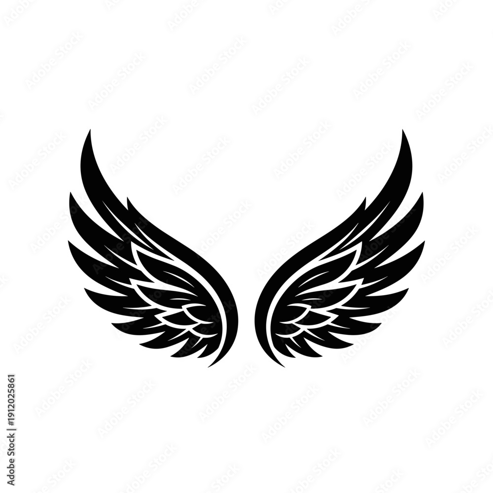 Fototapeta premium Majestic Black Silhouette of Spread Eagle Wings