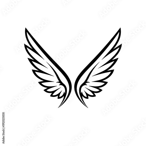 Simple Black Wing Silhouette Logo Design