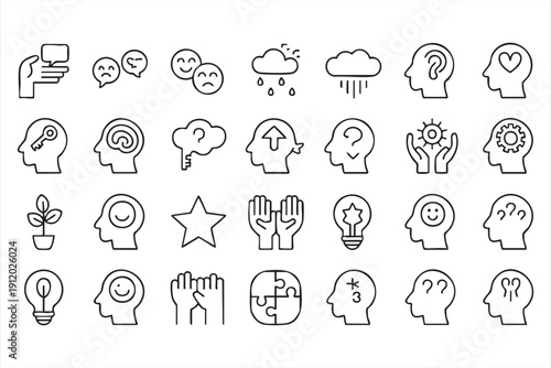Mind and emotion symbol pack for counseling services