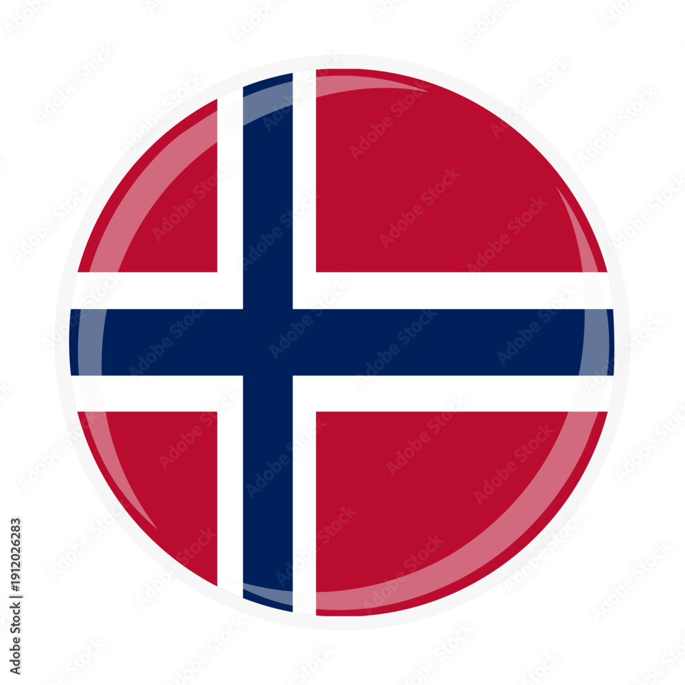 Obraz premium Norway national round circle flag emblem official icon