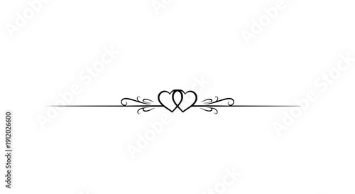 A sleek and scalable vector illustration featuring an elegant decorative flourish frame with a delicate scroll border and intertwined love heart, perfect for invitations, logos, and romantic designs.