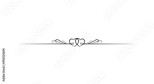 A sleek and elegant vector illustration featuring a love heart symbol integrated into a decorative flourish scroll border frame, perfect for invitations, greeting cards, and romantic designs.