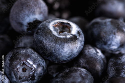 Close-up of blueberries. Healthy and vitamin-rich food.