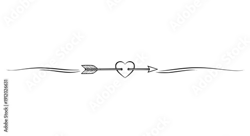 A minimalist and elegant decorative flourish frame featuring a delicate heart scroll border, perfect for invitations, certificates, or romantic designs in scalable vector format.