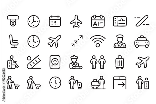 Air travel pictogram pack for airline applications