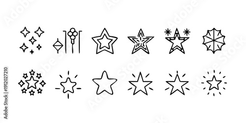 Celebration and stars line icons collection. Big UI icon set. Thin outline icons pack. Vector illustration .vector icons
