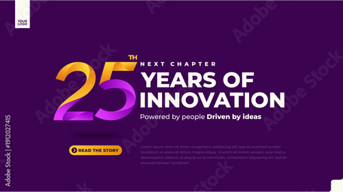 25th anniversary colorful gradient corporate banner on dark background with modern minimal number