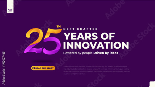 25th anniversary colorful gradient corporate banner on dark background with modern minimal number