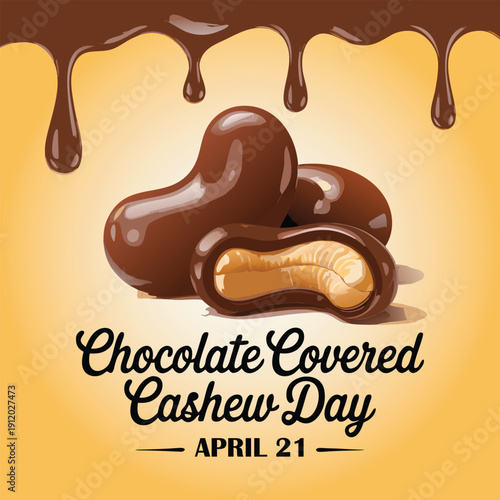 National Chocolate Covered Cashews Day. cashew chocolate vector illustration. chocolate covered cashew vector design. flat chocolate vector illustration.