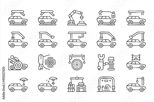 Robot welding and inspection line icons